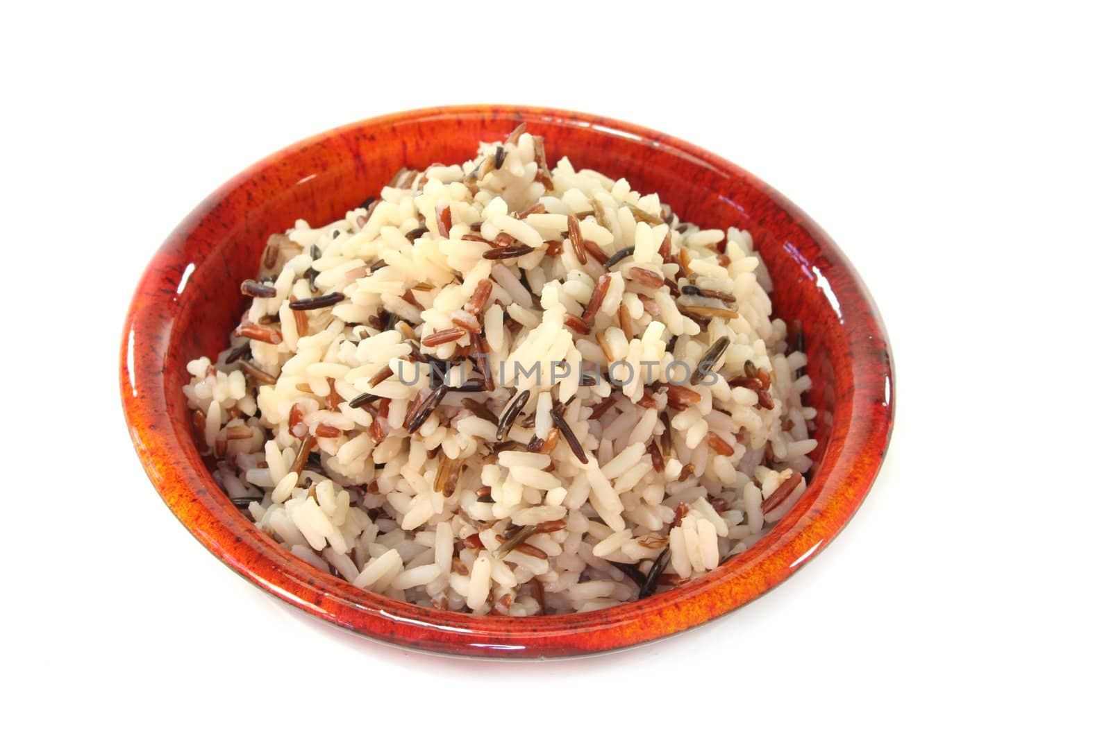 a bowl of rice on a white background