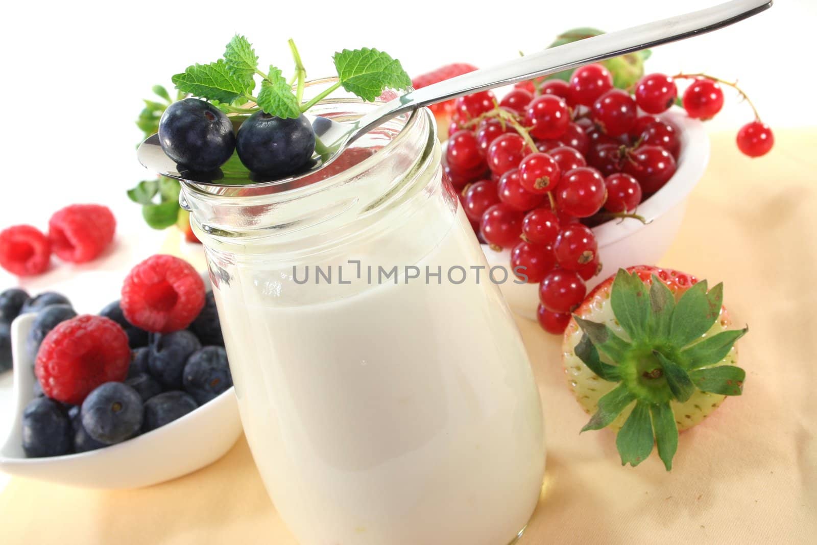 Fruit yoghurt with different varieties of berries