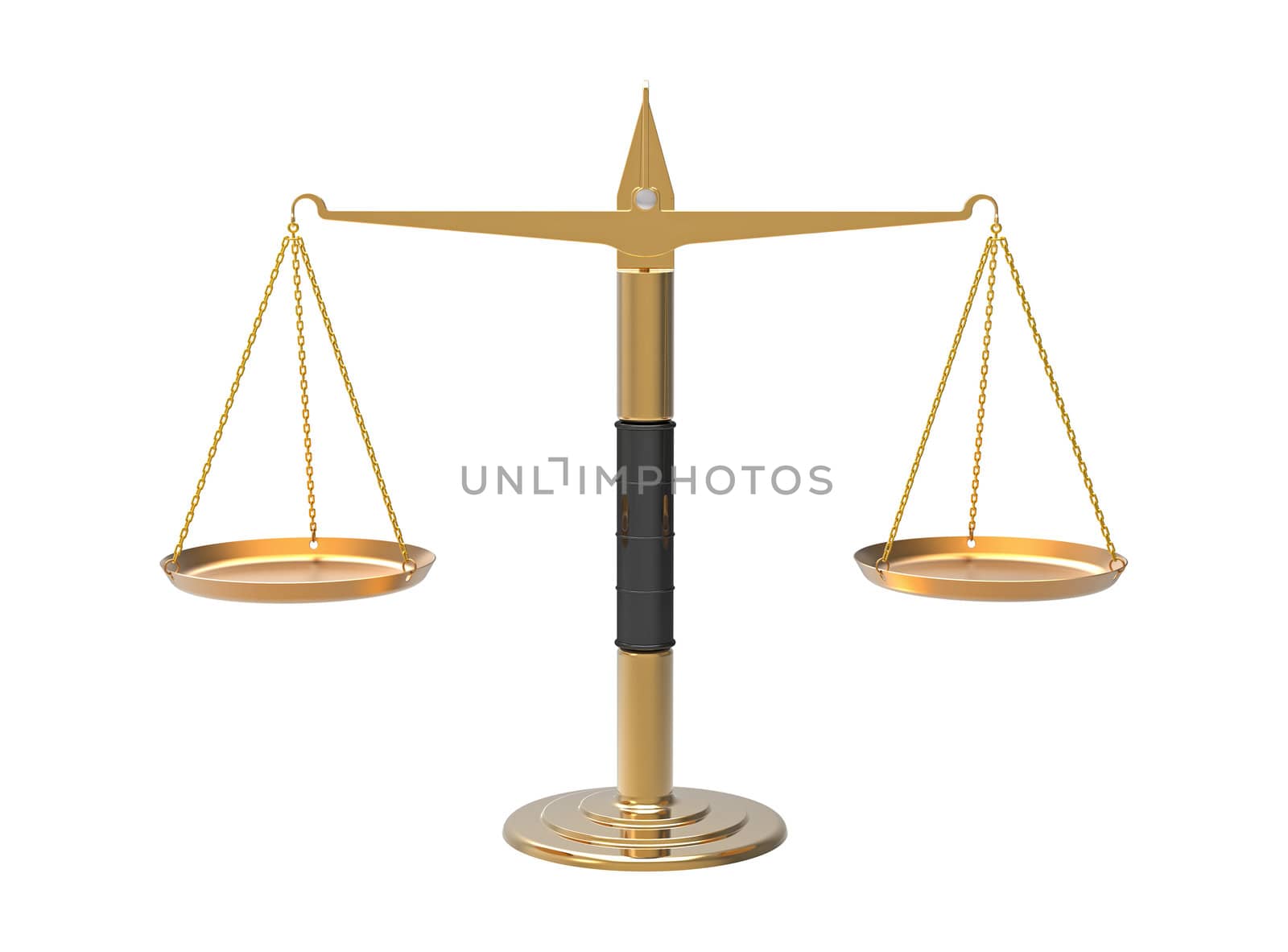 Vintage apothecary scales in balance isolated on white 3d render