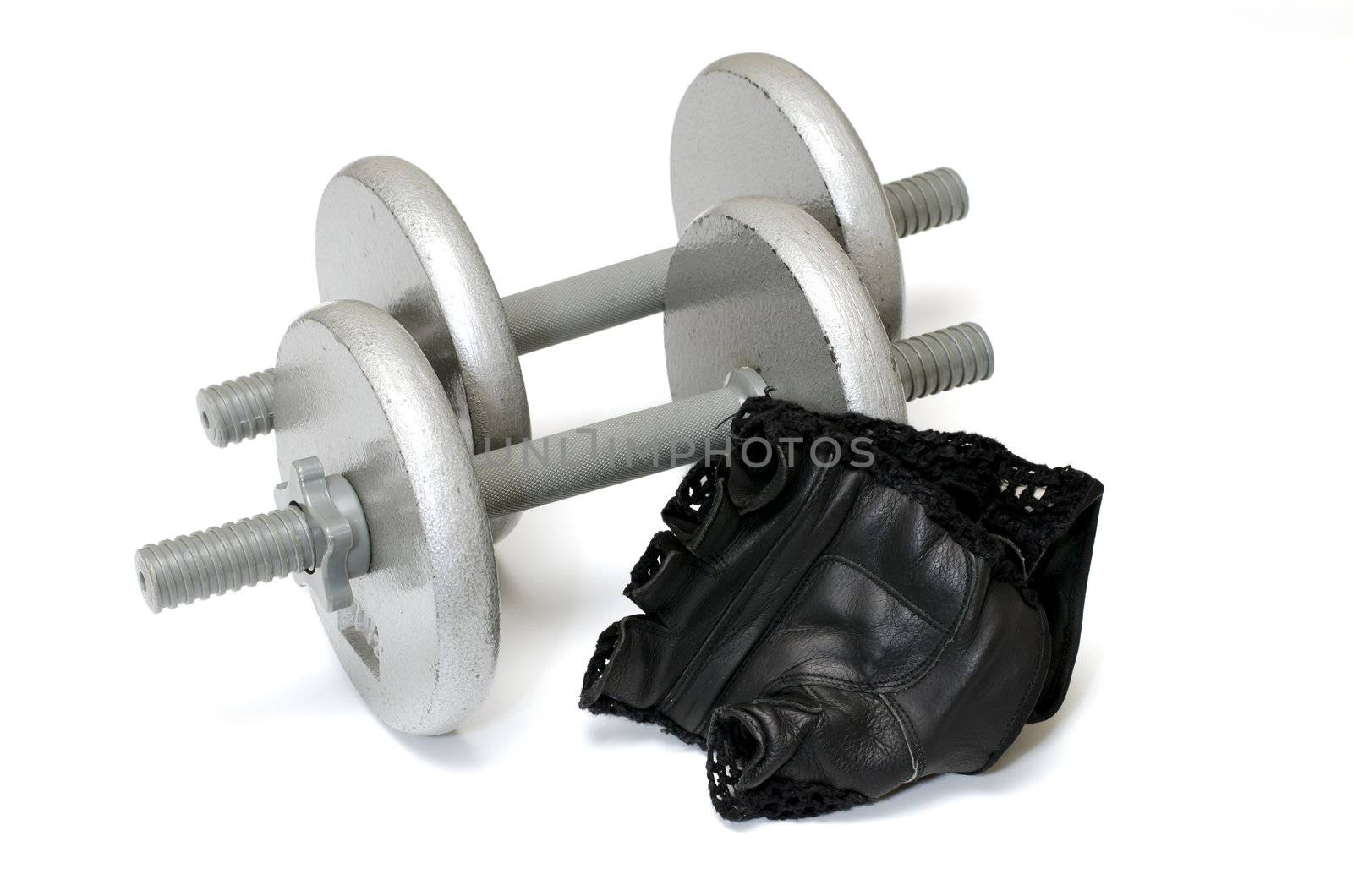 Dumbbells and Workout Gloves by dehooks