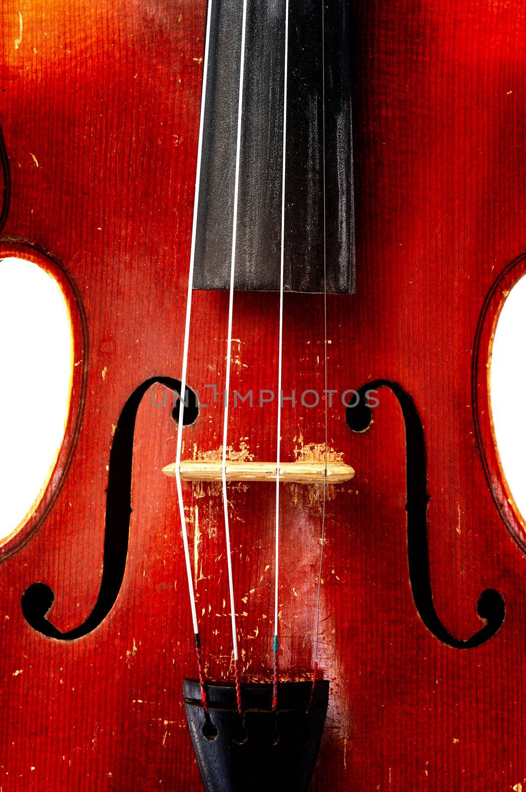 Detail of the old fiddle - musical instrument