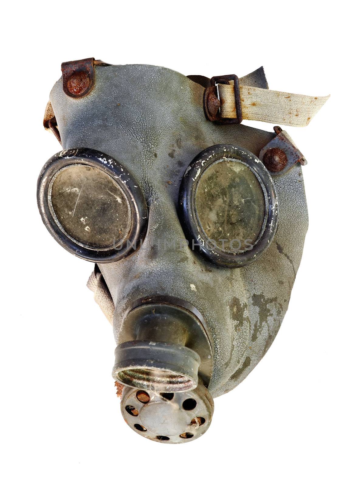 Detail of the old gas mask - isolated on white background