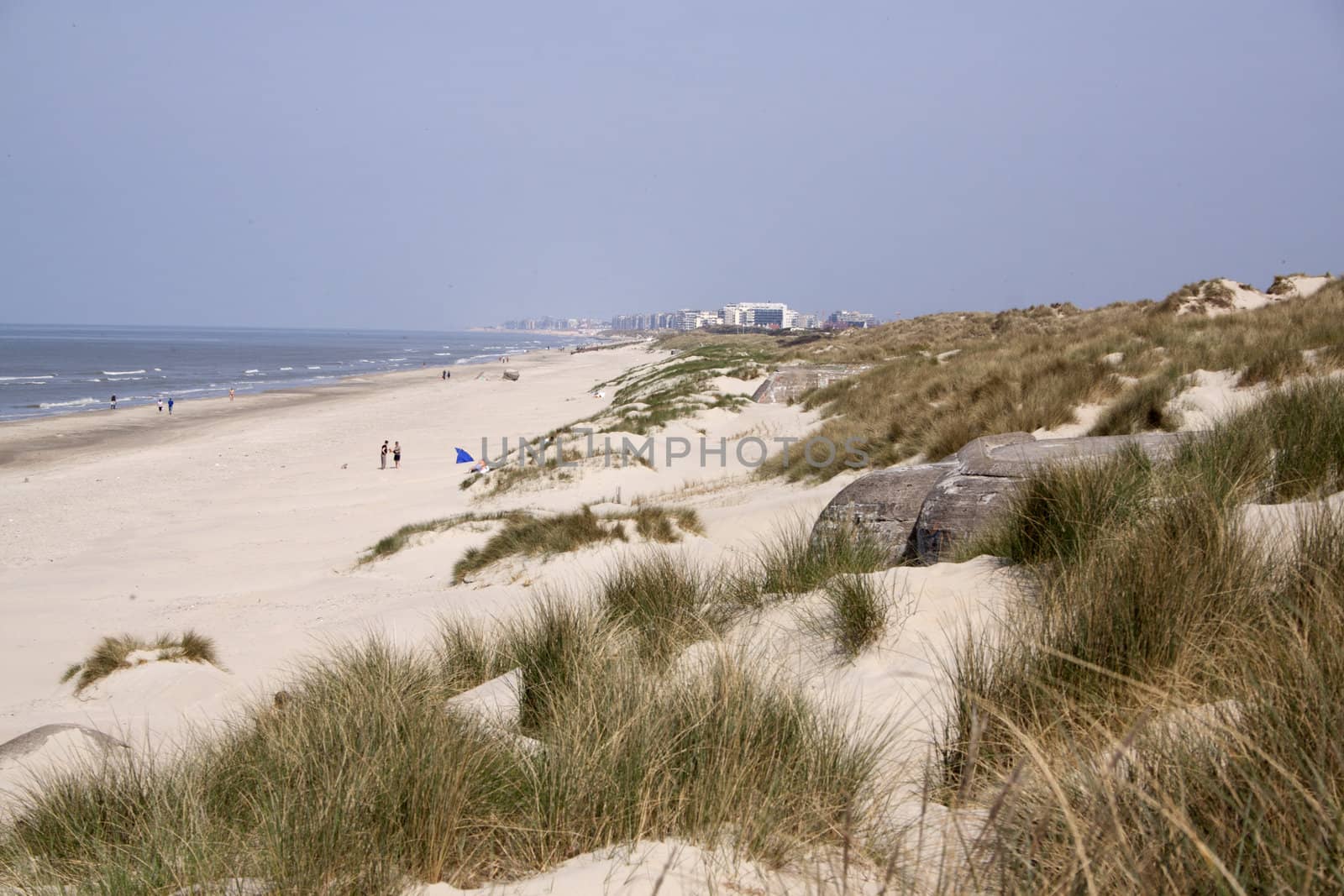 Dunes on the beach along the Frenche coast