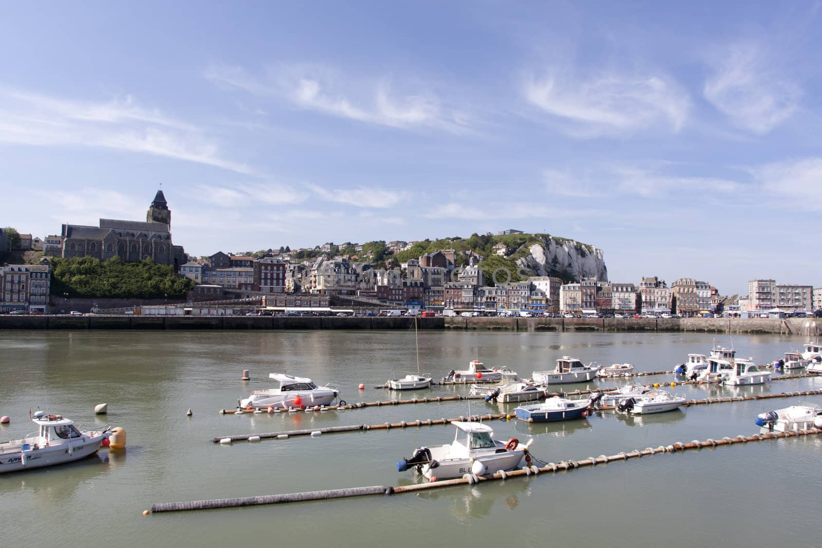 Ships in the harbour of the French village of Le Treport