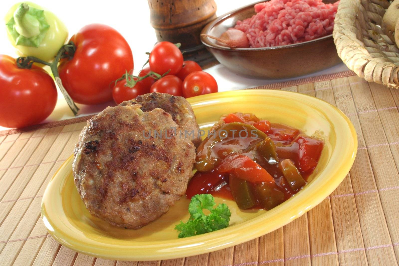 fried meatballs with Ratatouille and fresh parsley