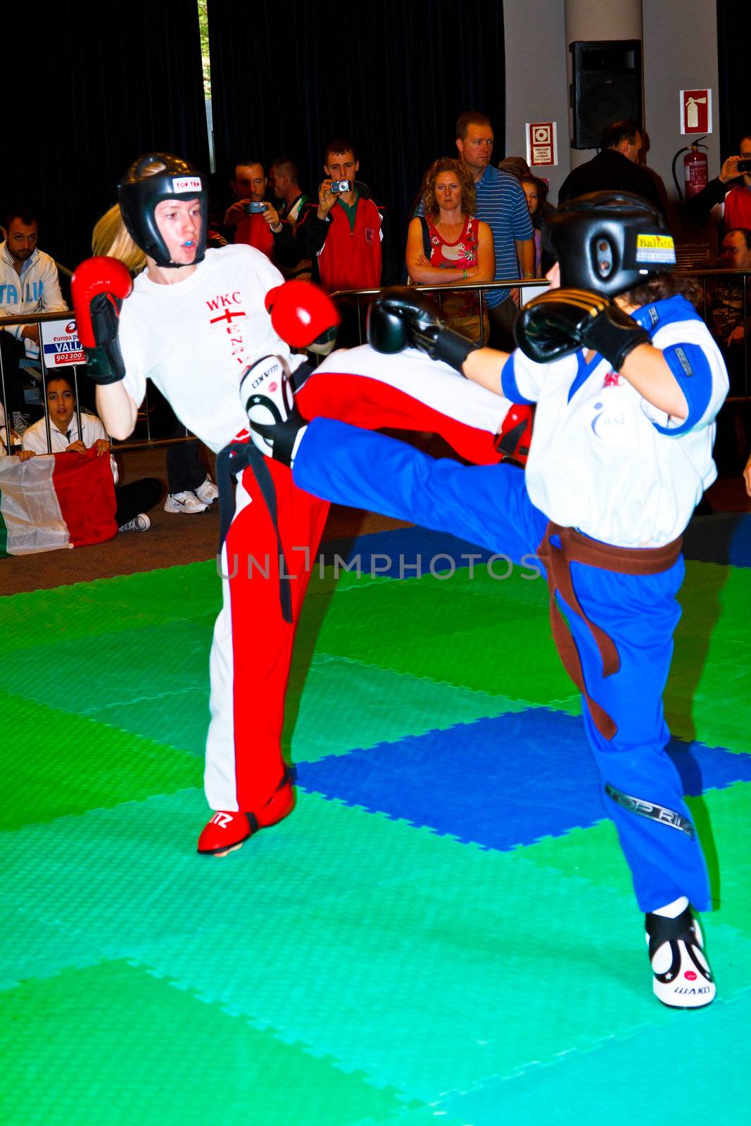 CHICLANA DE LA FRONTERA, SPAIN-NOV 05: Unidentified players compete in the 3rd World Karate and Kickboxing Council championship  on Nov 05, 2011, in Chiclana de la Frontera,  Spain