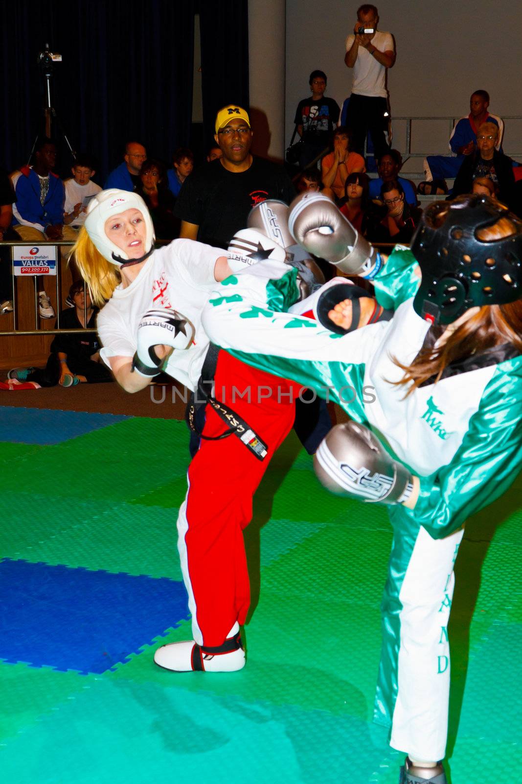 CHICLANA DE LA FRONTERA, SPAIN-NOV 05: Unidentified players compete in the 3rd World Karate and Kickboxing Council championship  on Nov 05, 2011, in Chiclana de la Frontera,  Spain