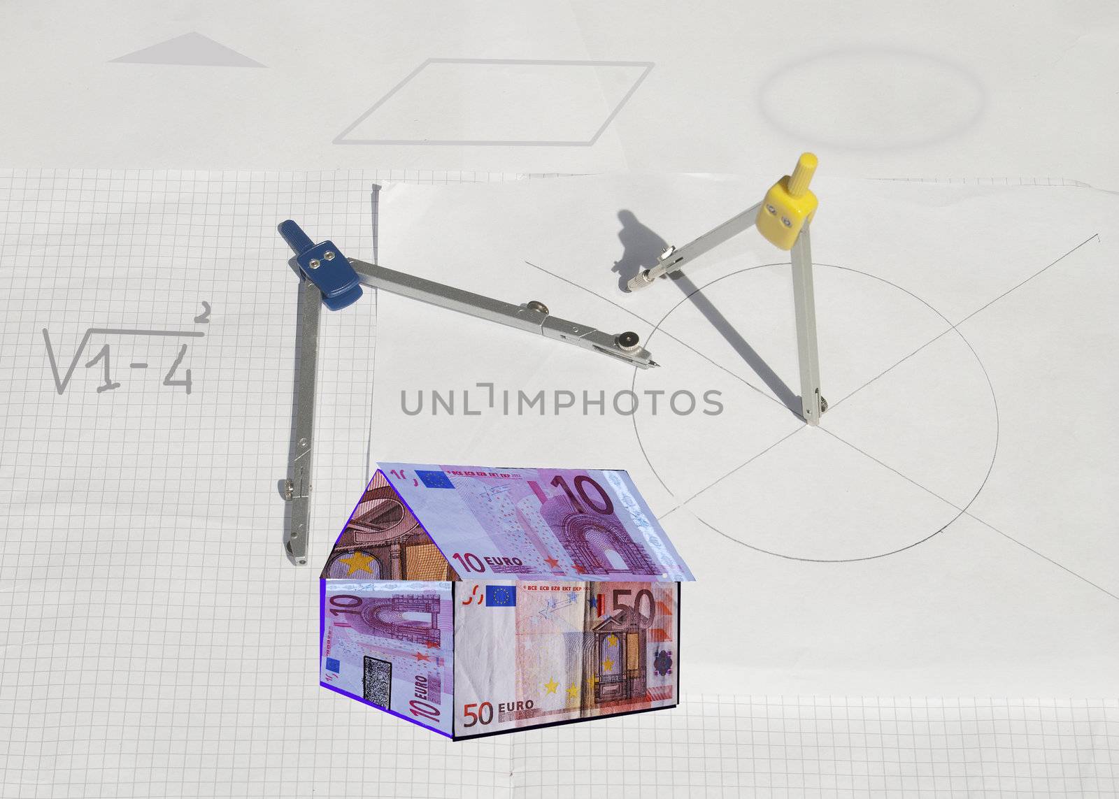 Money home and constructions. Abstract image to describe the concept of the estate  business 