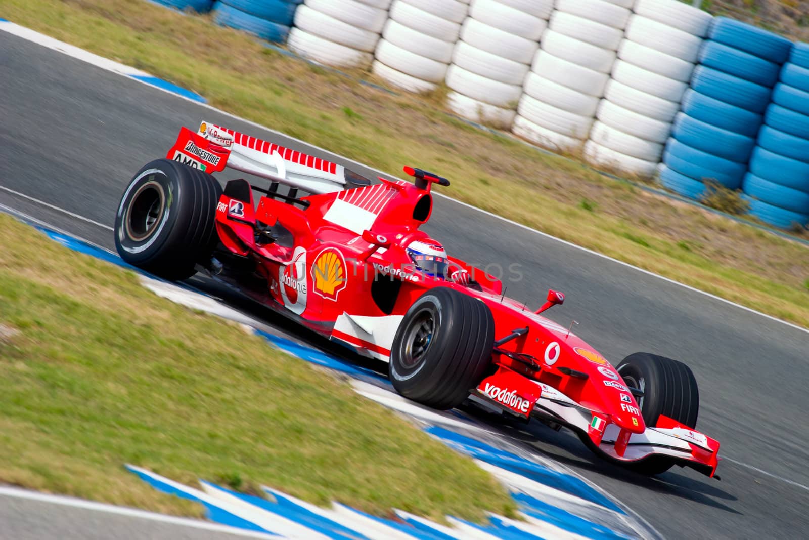 JEREZ DE LA FRONTERA, SPAIN - OCT 10: Marc Gene of Scuderia Ferrari F1 take a curve on training session on October 10 , 2006 in Jerez de la Frontera , Spain