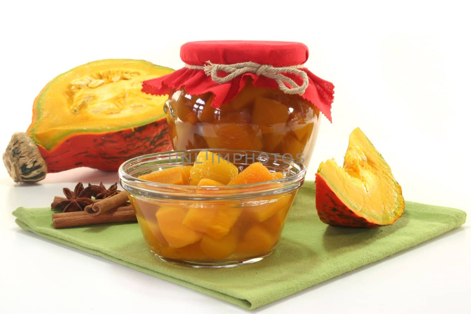 a glass pumpkin compote and fresh ingredients