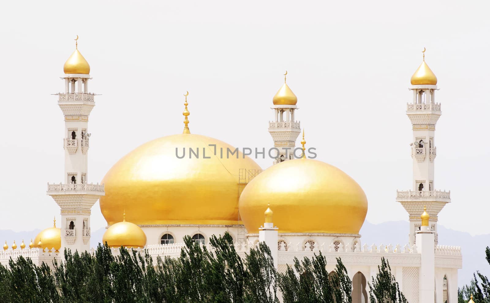 Domes and towers of a golden mosque