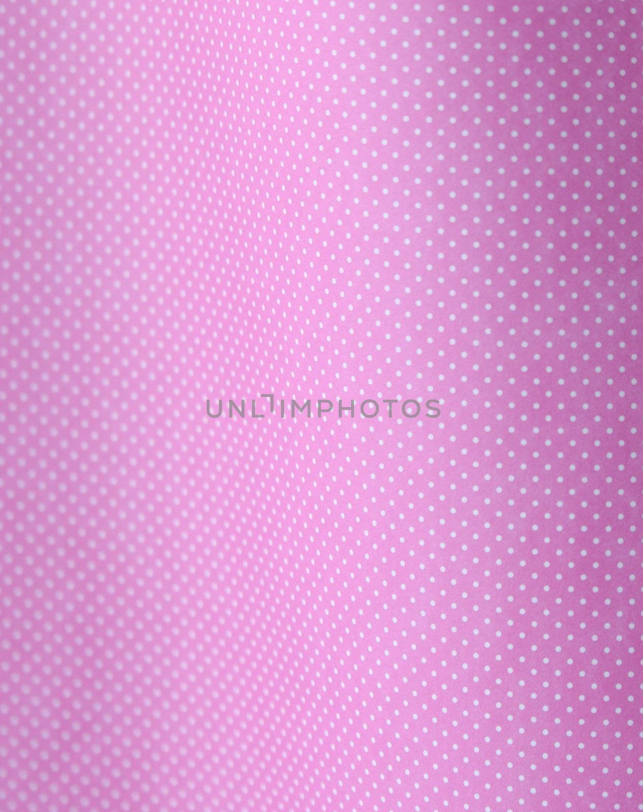 white polka dots on a curved pink background