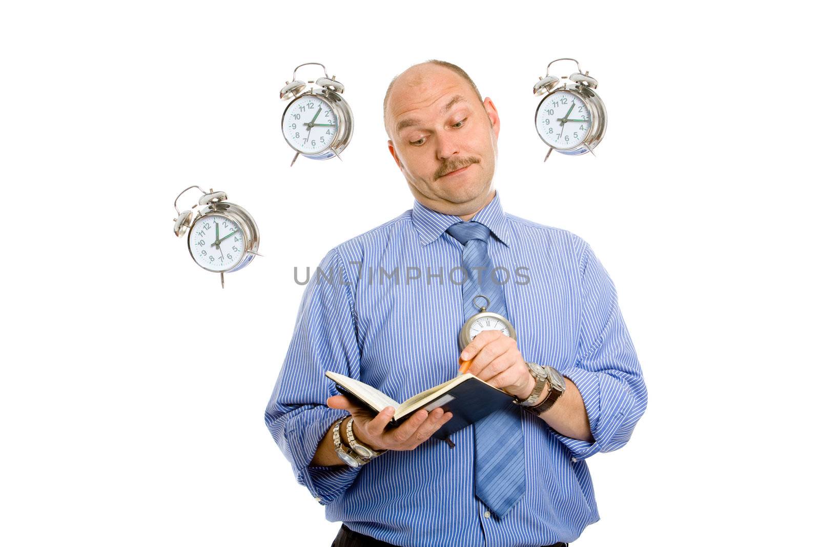 Businessman checking his schedule and managing his time