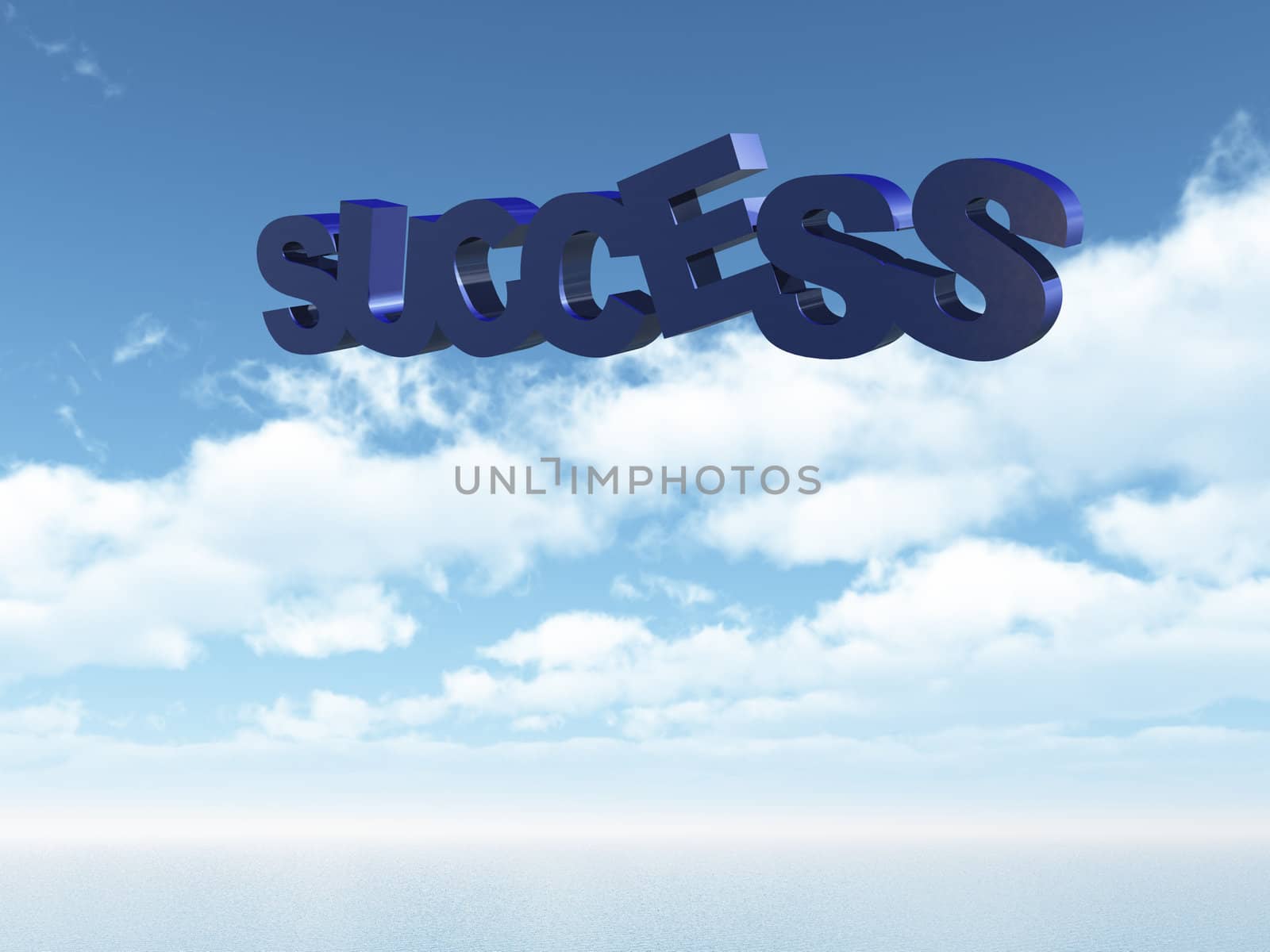 success text in the sky - 3d illustration