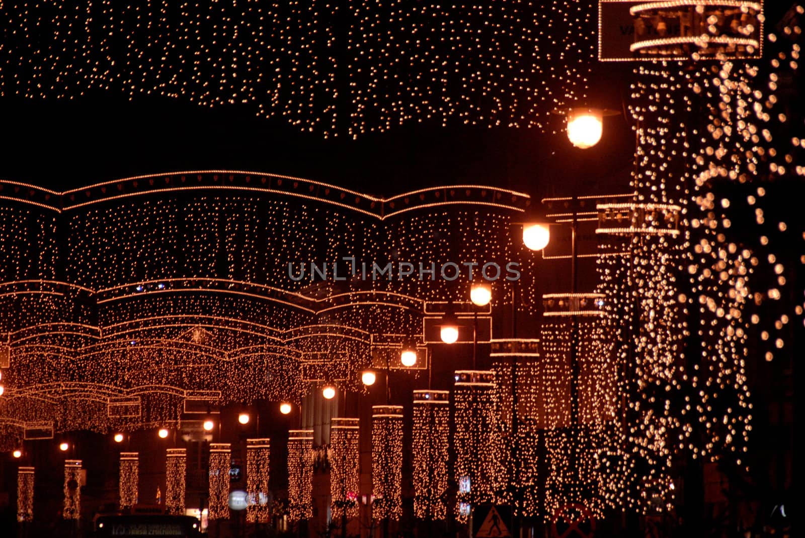 lights and christmas decorations in warsaw