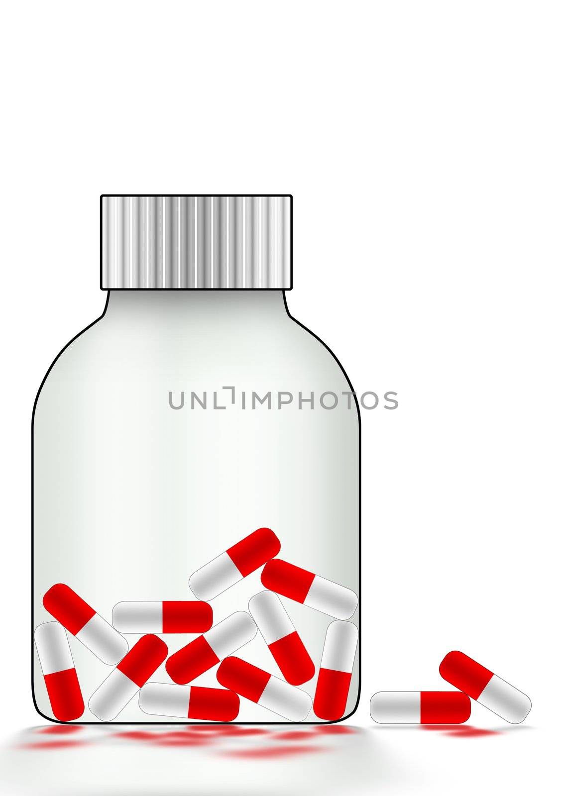 Tablets. Packing with tablets - capsules of red - white color