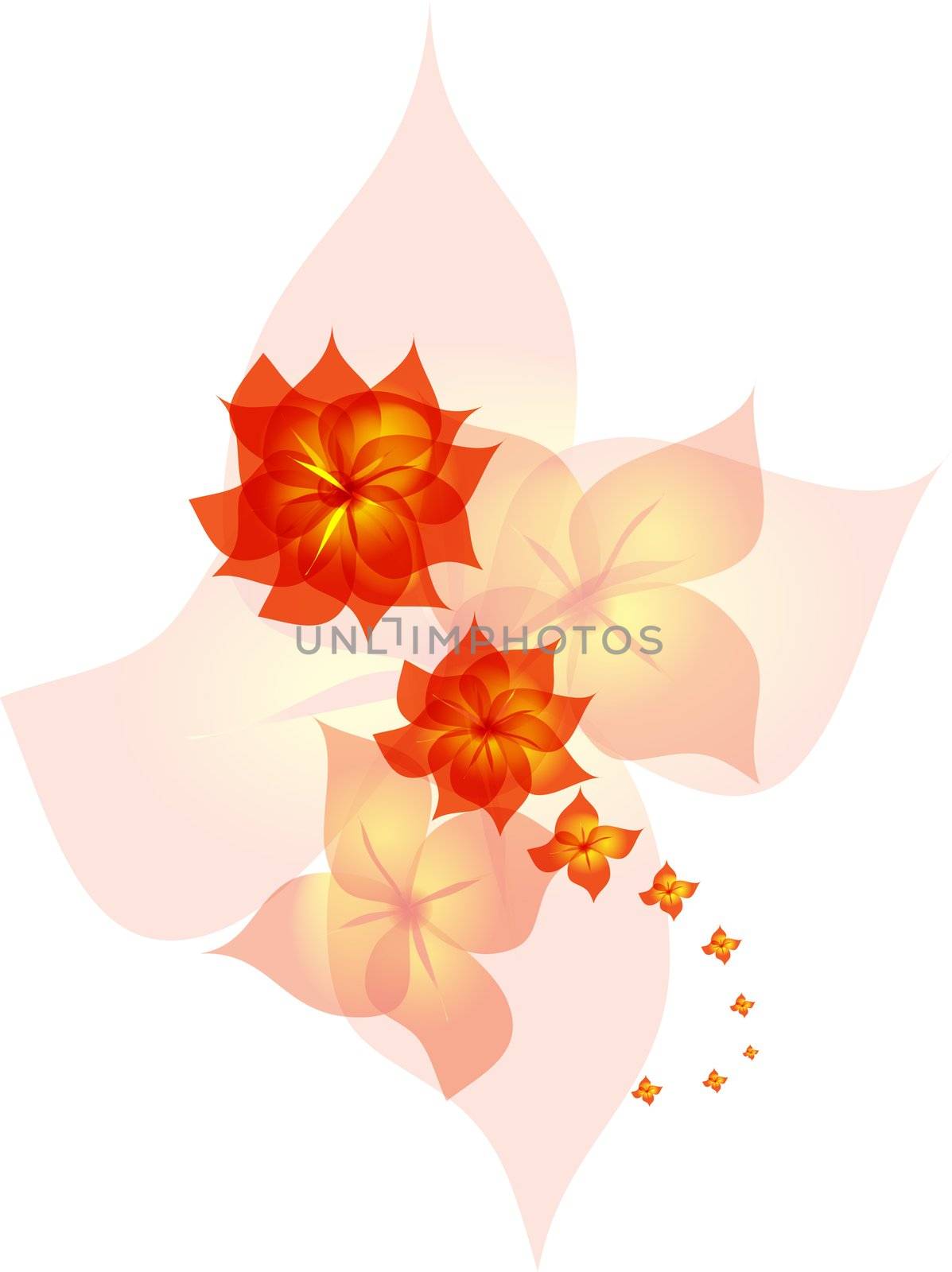 Romantic flower autumn ornament with colorful leaves