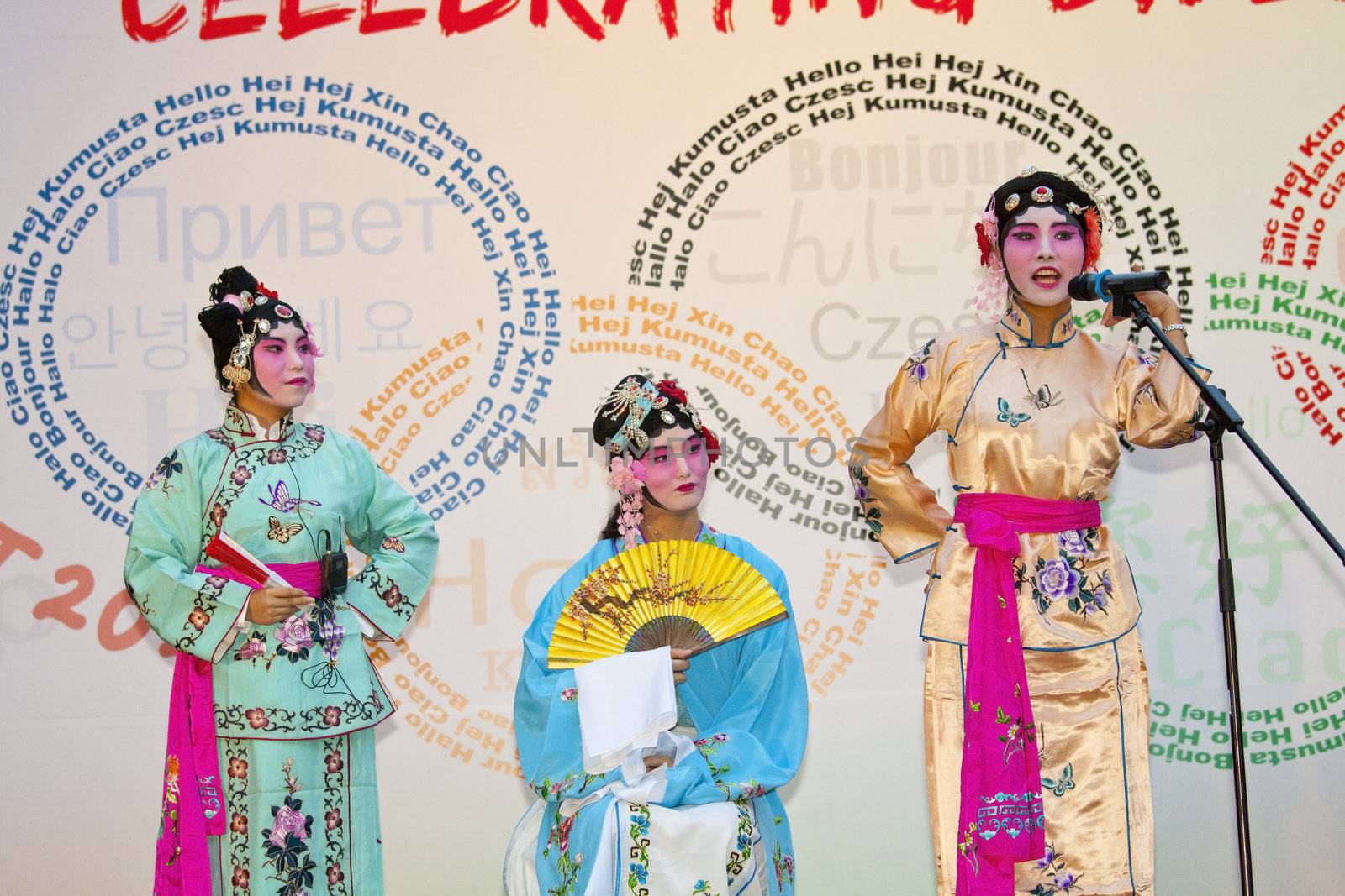 HONG KONG - OCT 19: Lingnan University organizes International Day on October 19, 2011 in Hong Kong. Students are performing Peking Opera to celebrate this event on campus. 