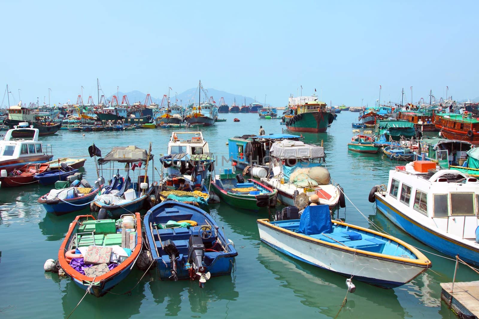 Fishing and house boats anchored in Cheung Chau harbour. Hong Ko by kawing921