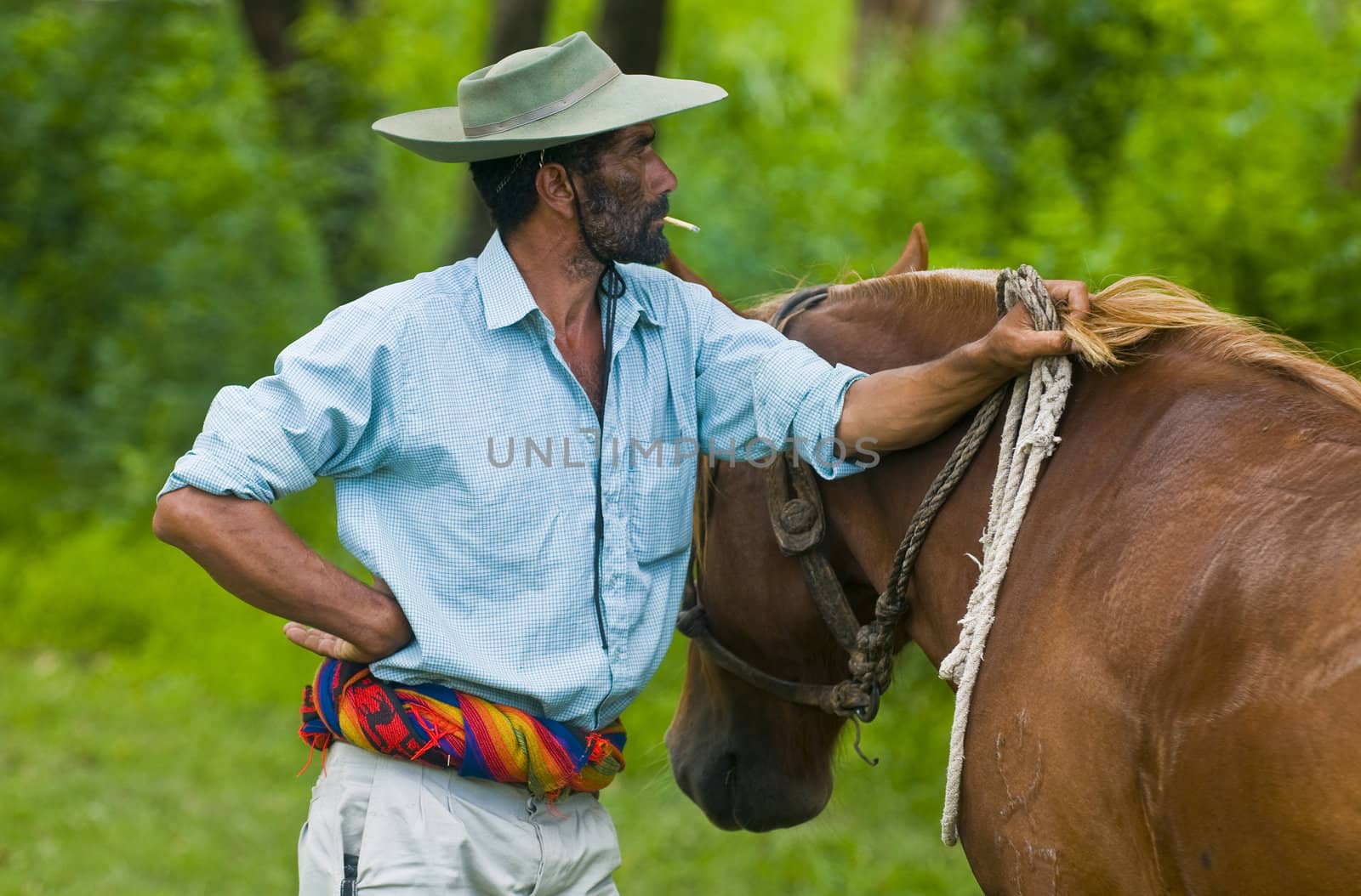 TACUAREMBO, URUGUAY - MAR 5 : Participant in the annual festival "Patria Gaucha" on March 5, 2011 in Tacuarembo, Uruguay. It is one of the biggest festival in South America to celebrate gaucho culture