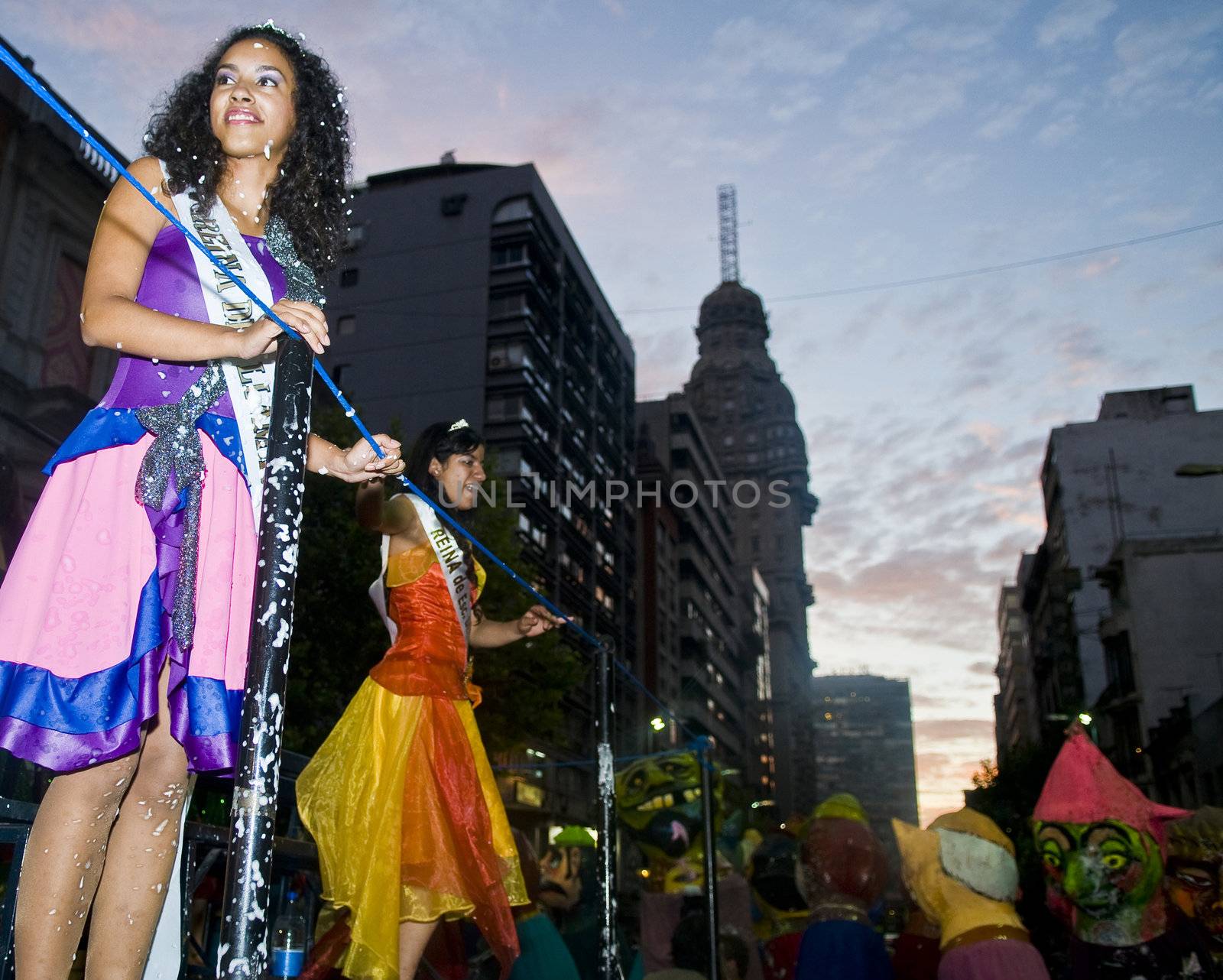 MONTEVIDEO, URUGUAY - JANUARY 27 2011 : A costumed carnaval participants in the annual national festival of Uruguay ,held in Montevideo Uruguay on January 27 2011 