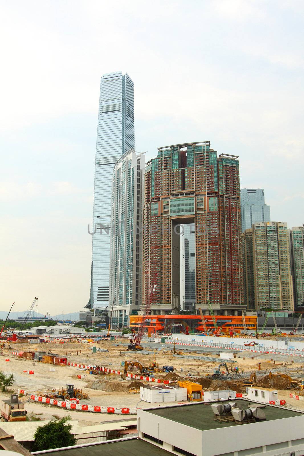 Hong Kong at day with construction site by kawing921