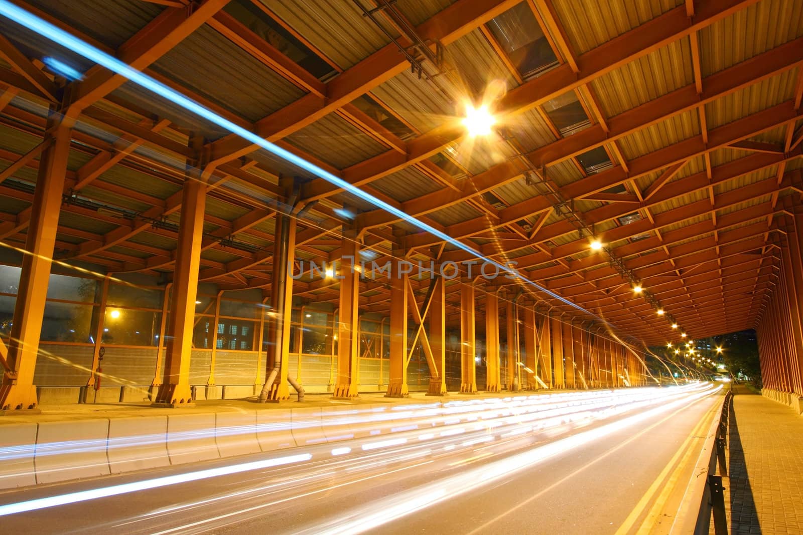 Tunnel at night in Hong Kong