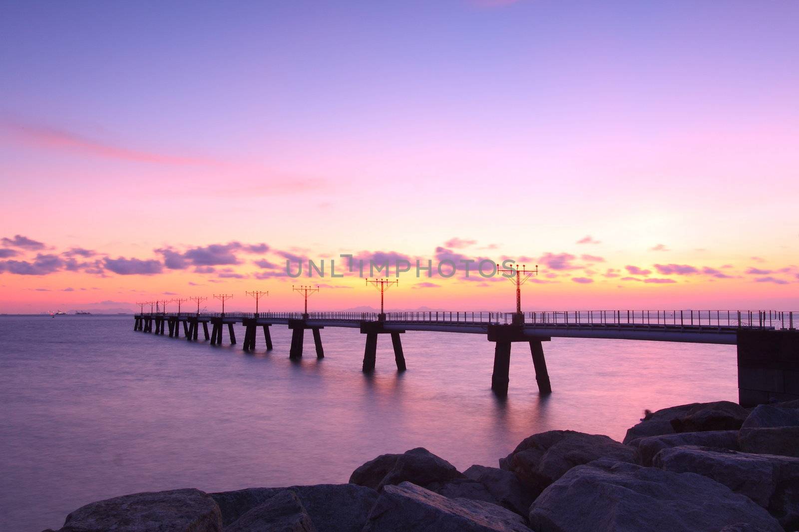 Sunset along the coast in China