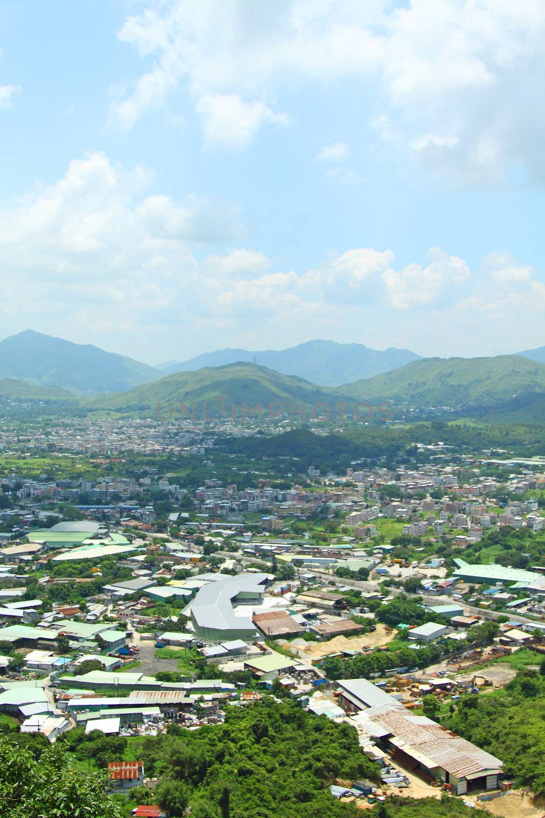 Hong Kong rural area with many houses - Yuen Long Plain area by kawing921