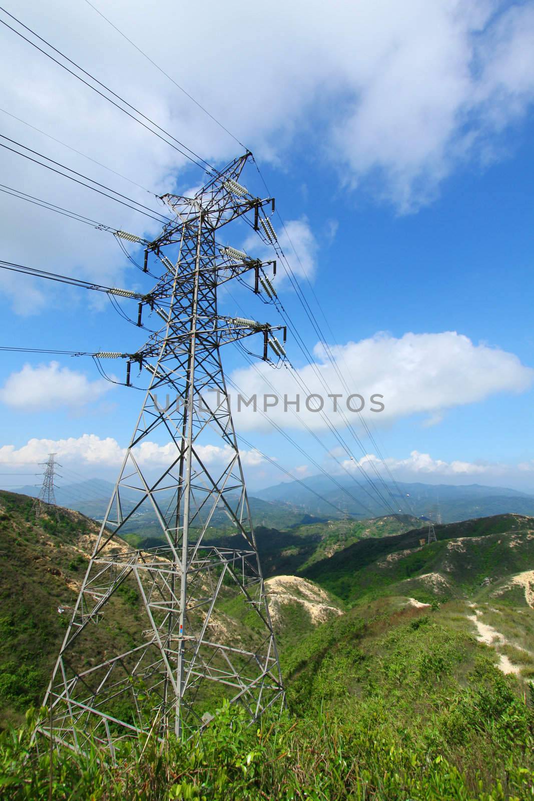 Power transmission tower with cables  by kawing921