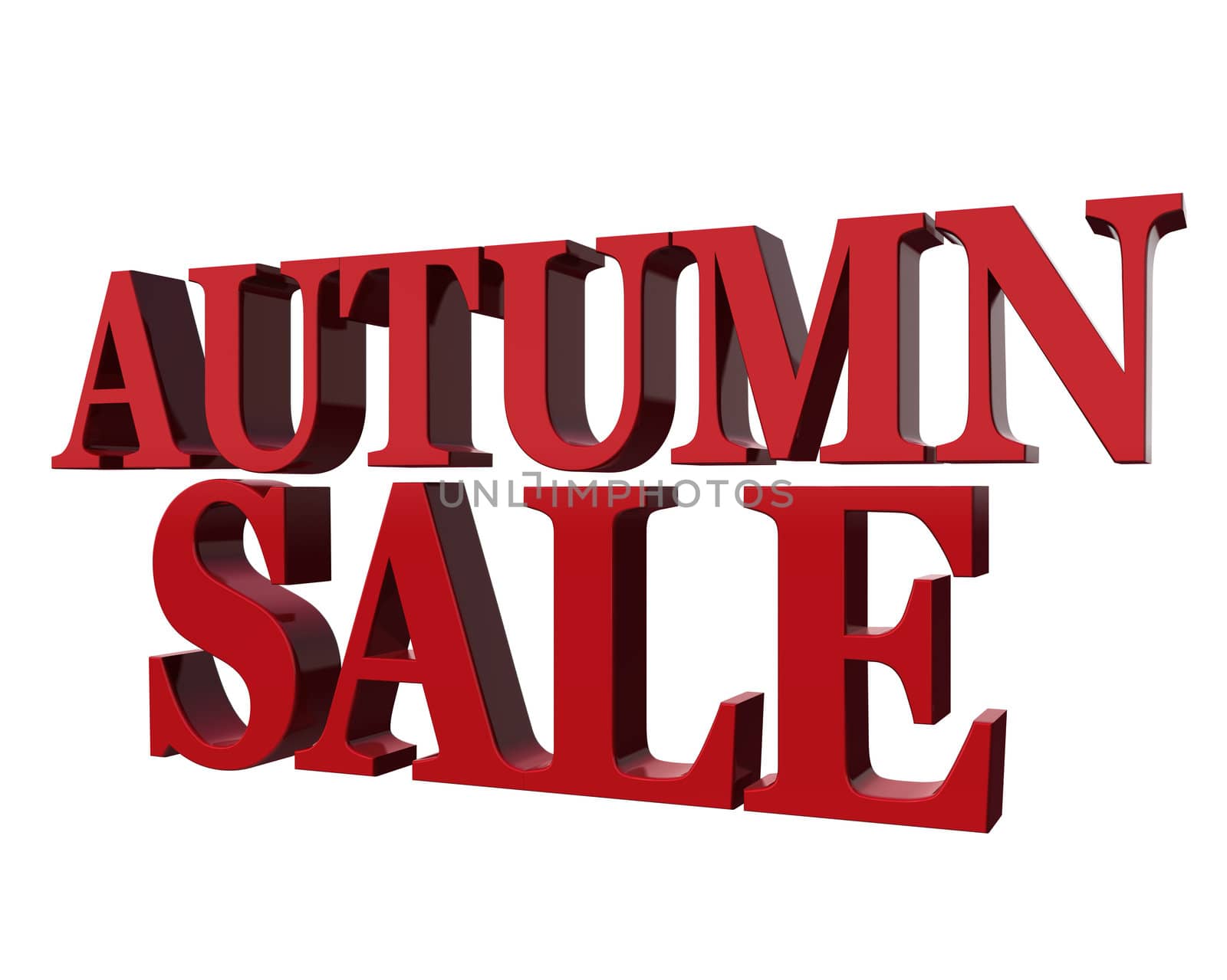 Autumn sale. Promotional message in red isolated on a white background.