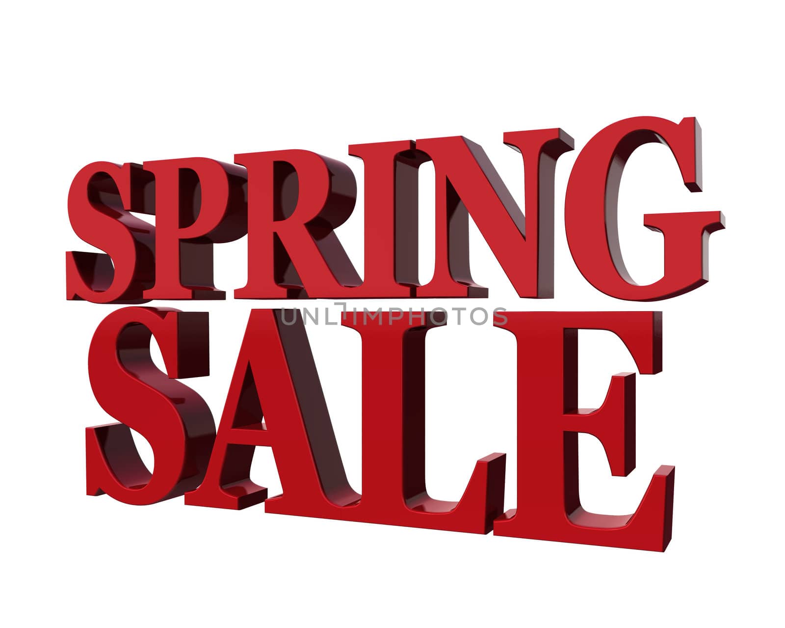 Spring sale. Promotional message in red isolated on a white background.