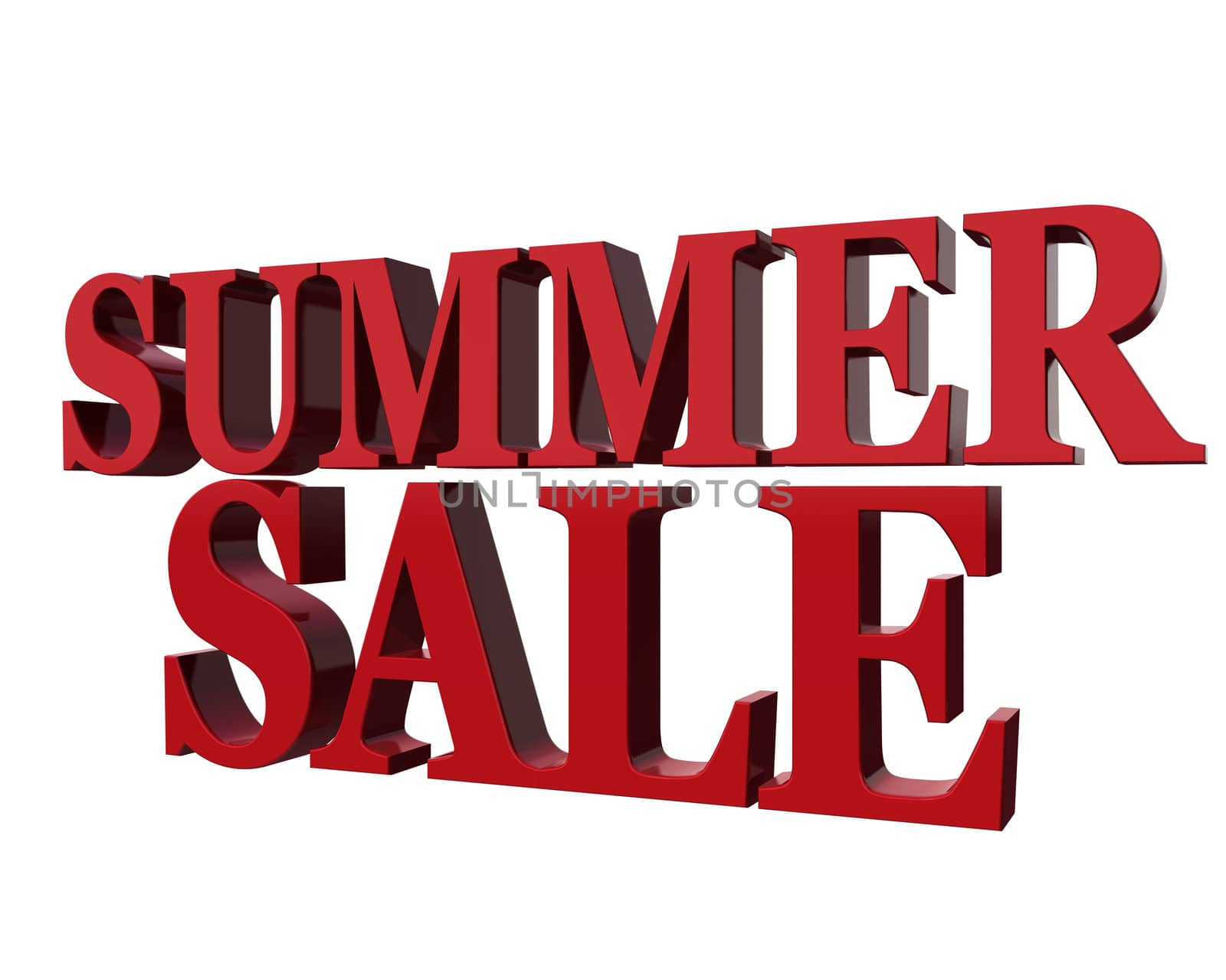Summer sale. Promotional message in red isolated on a white background.