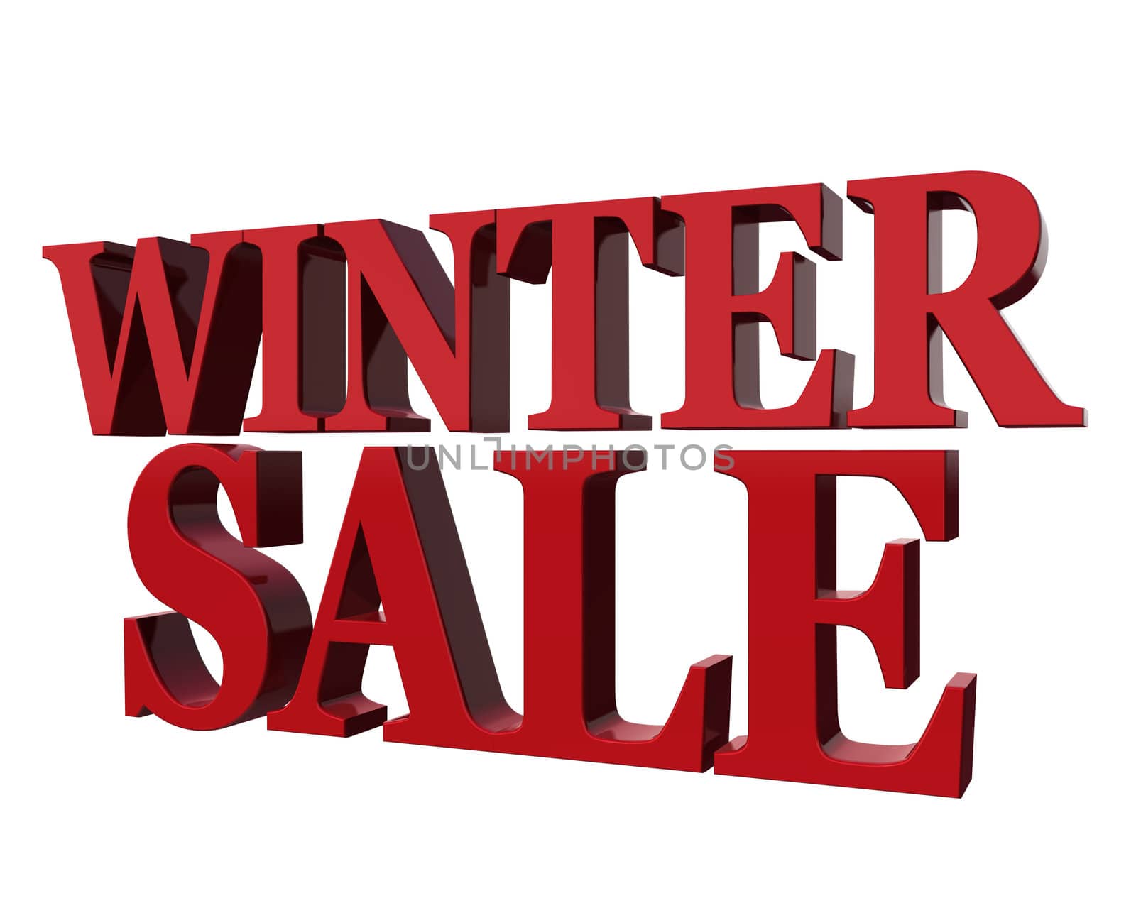 Winter sale. Promotional message in red isolated on a white background.