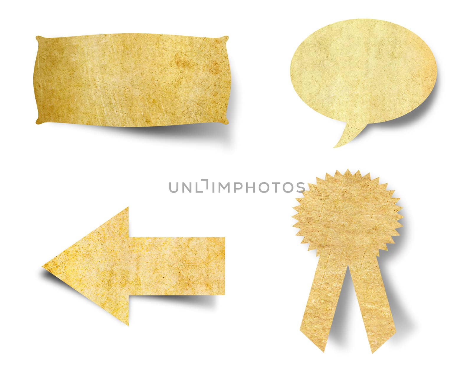 collection of tag vintage paper isolated on white background