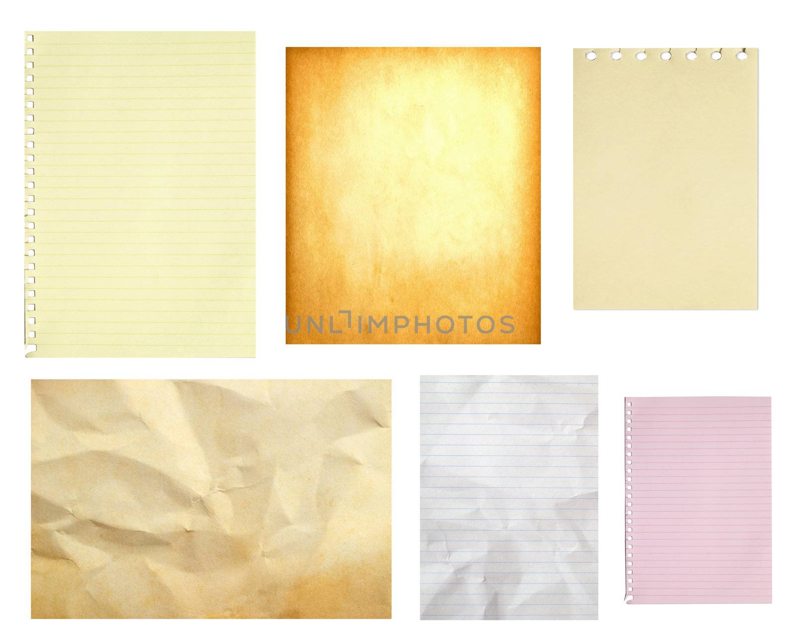 set of paper isolated on white background