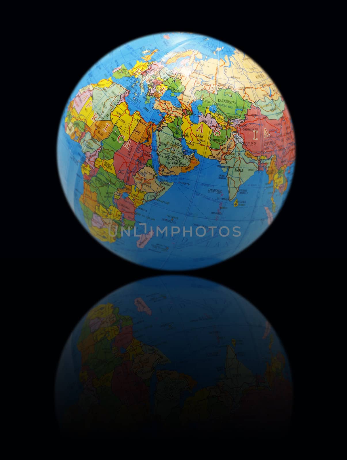 Earth Reflec on a black background