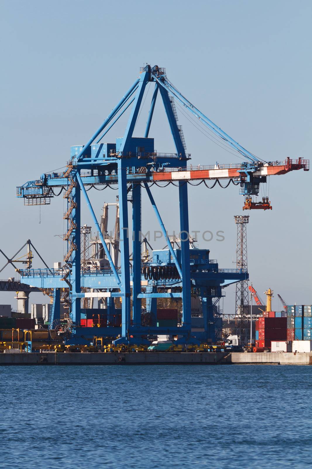 trading port with cranes containers, Genova, Italy