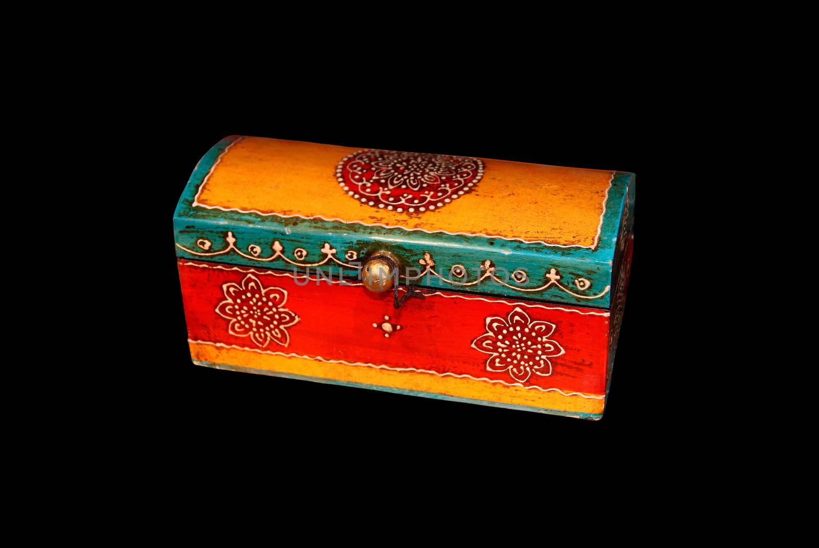 traditional Eastern culture wooden box on black background