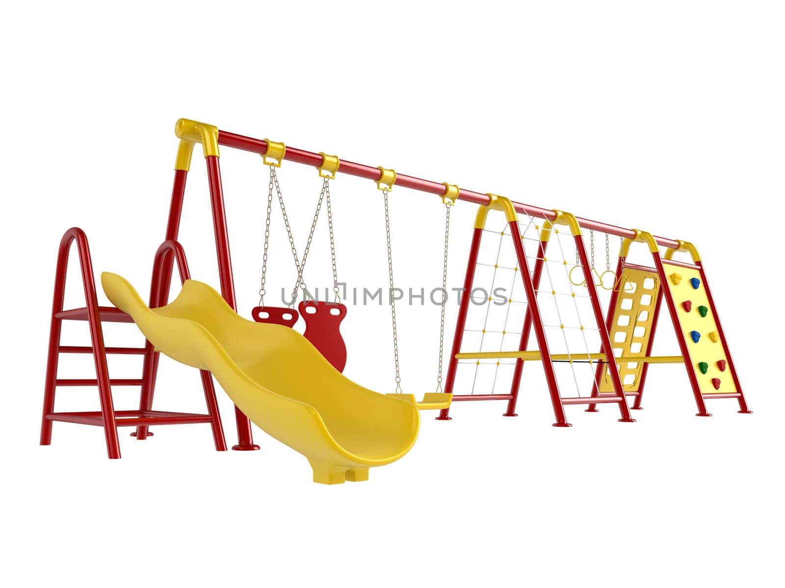Colorful playground isolated on white background