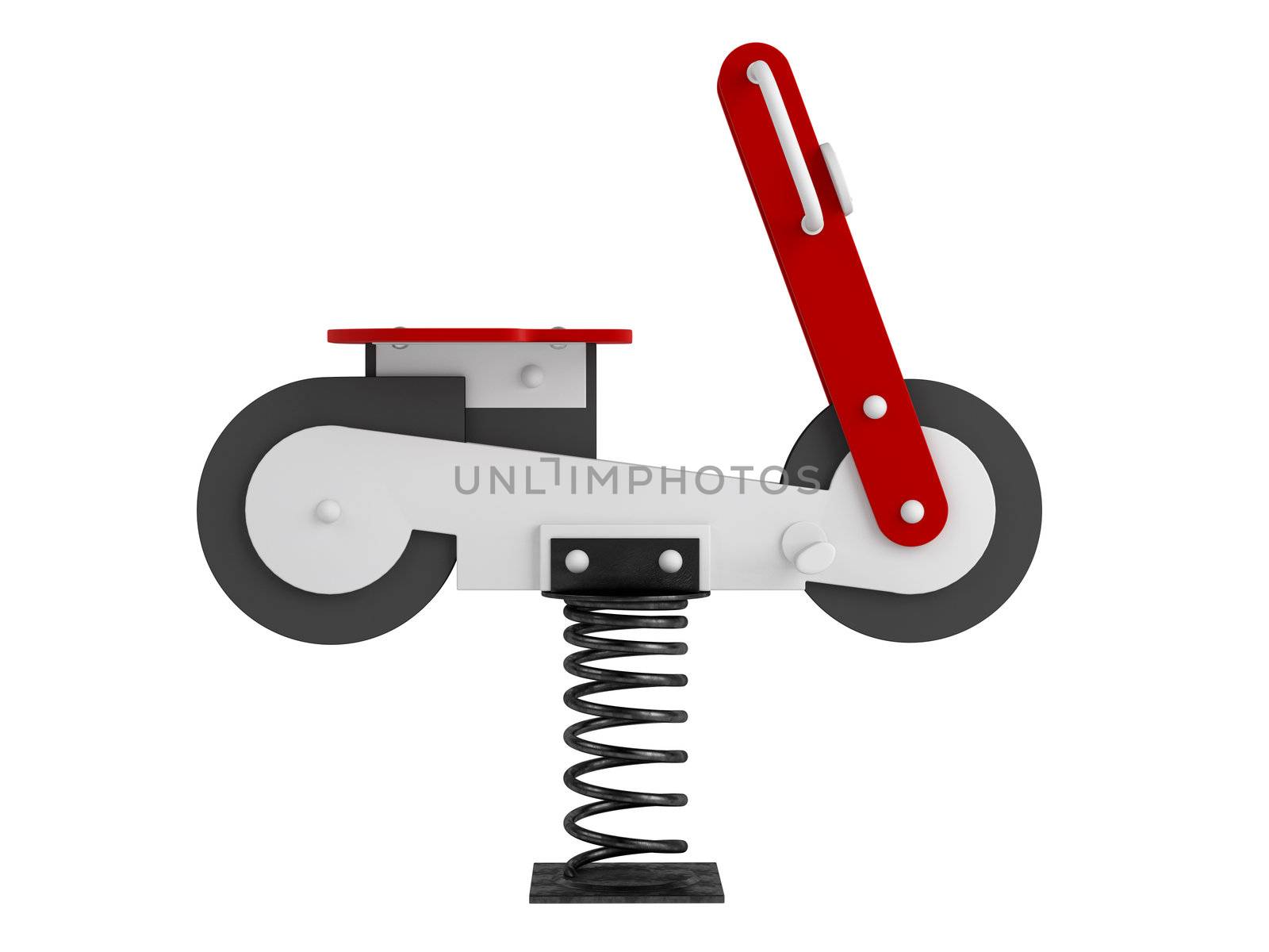 Motorcycle spring toy isolated on white background