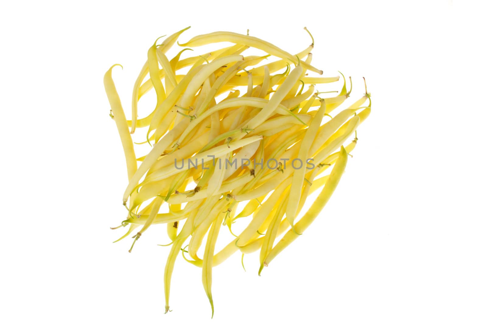 yellow string beans isolated on the white background