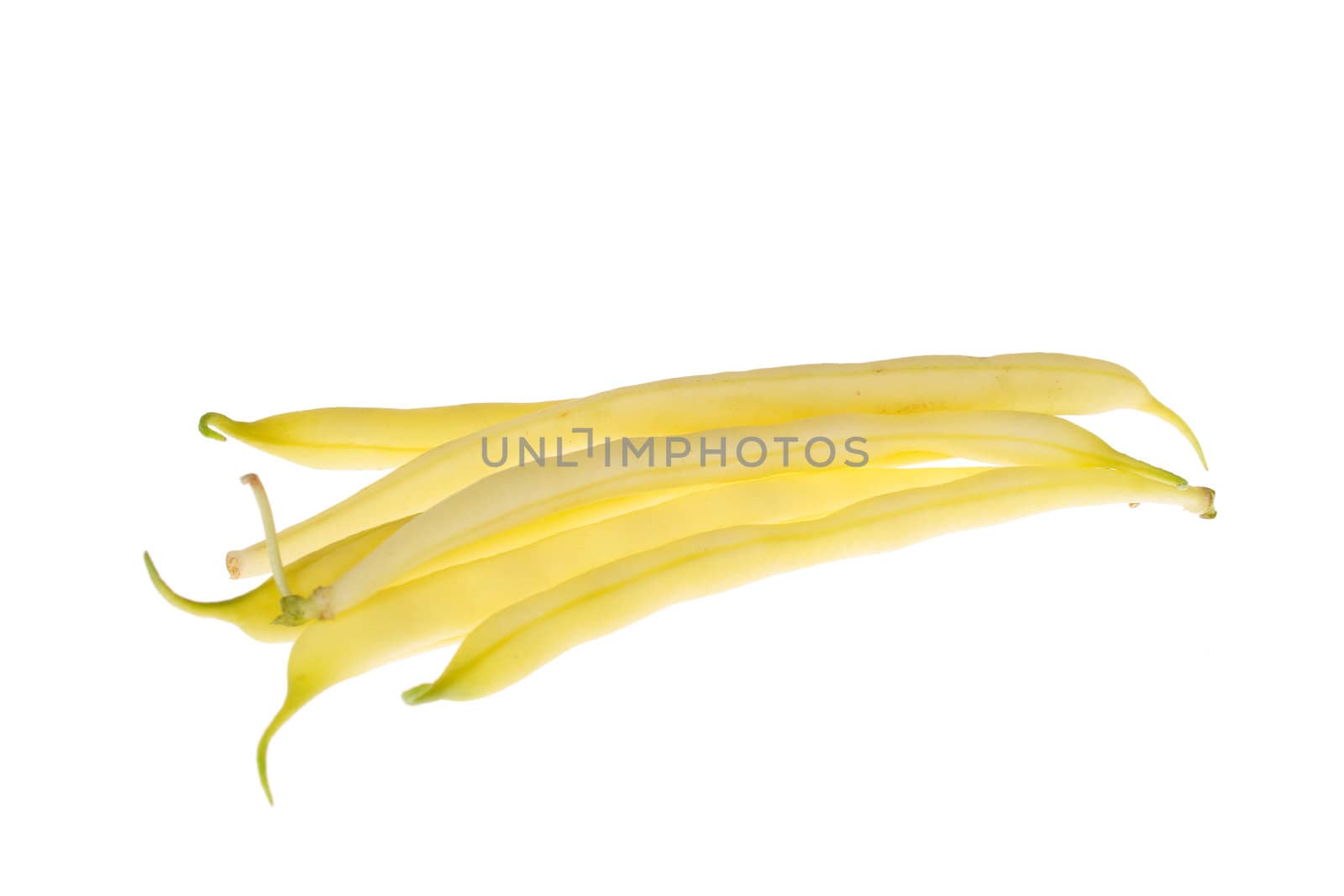 yellow string beans isolated on the white background
