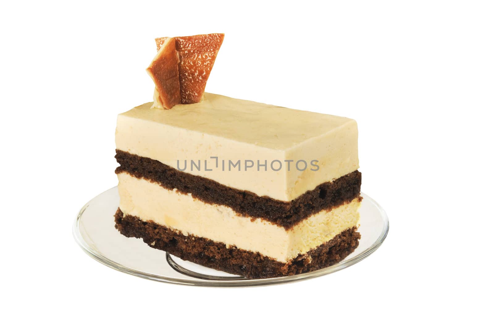 Chocolate cake on the white isolated background