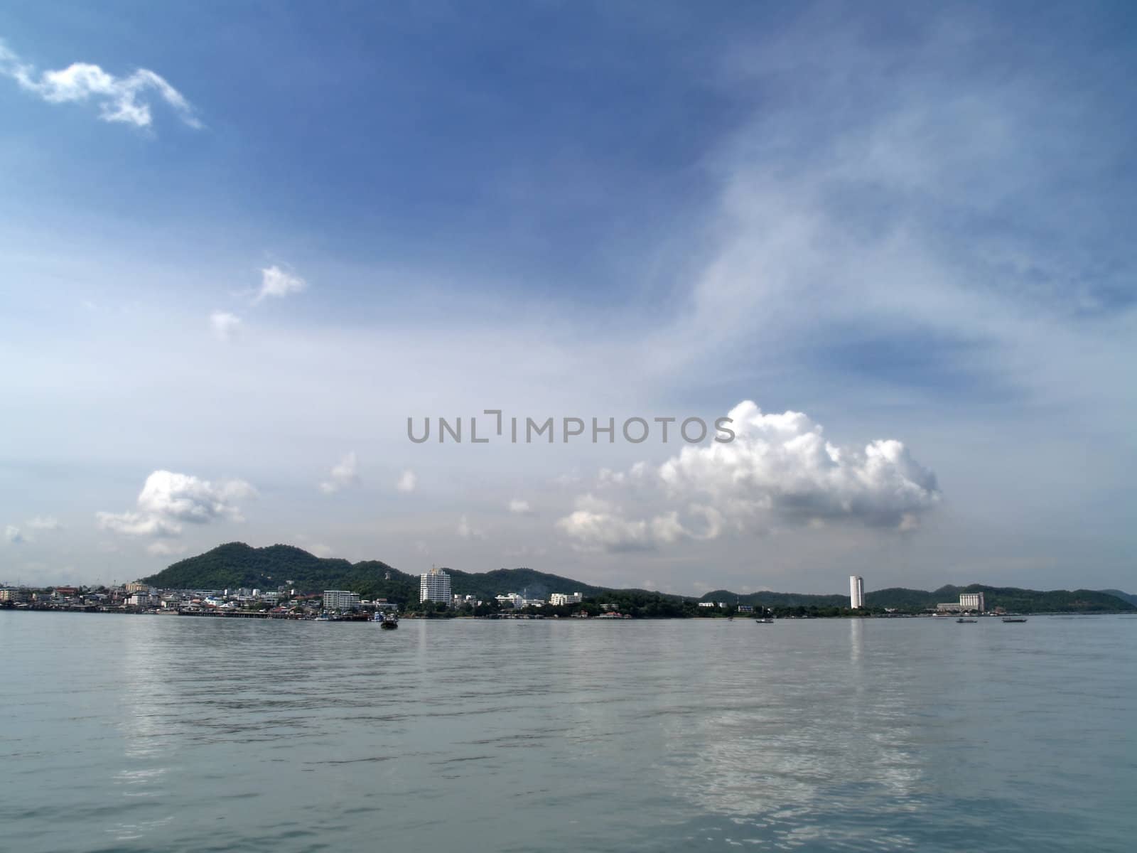 City with ocean and sky in Sriracha, Chonburi, Thailand
