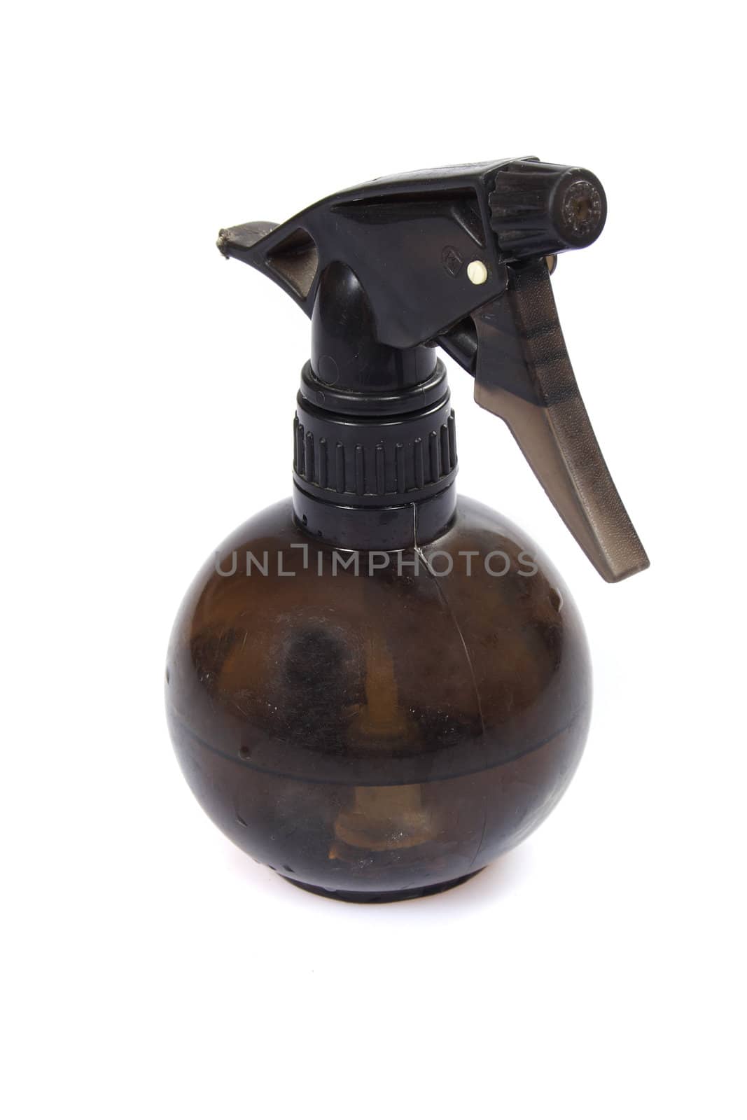 Black spray bottle photo on the white background