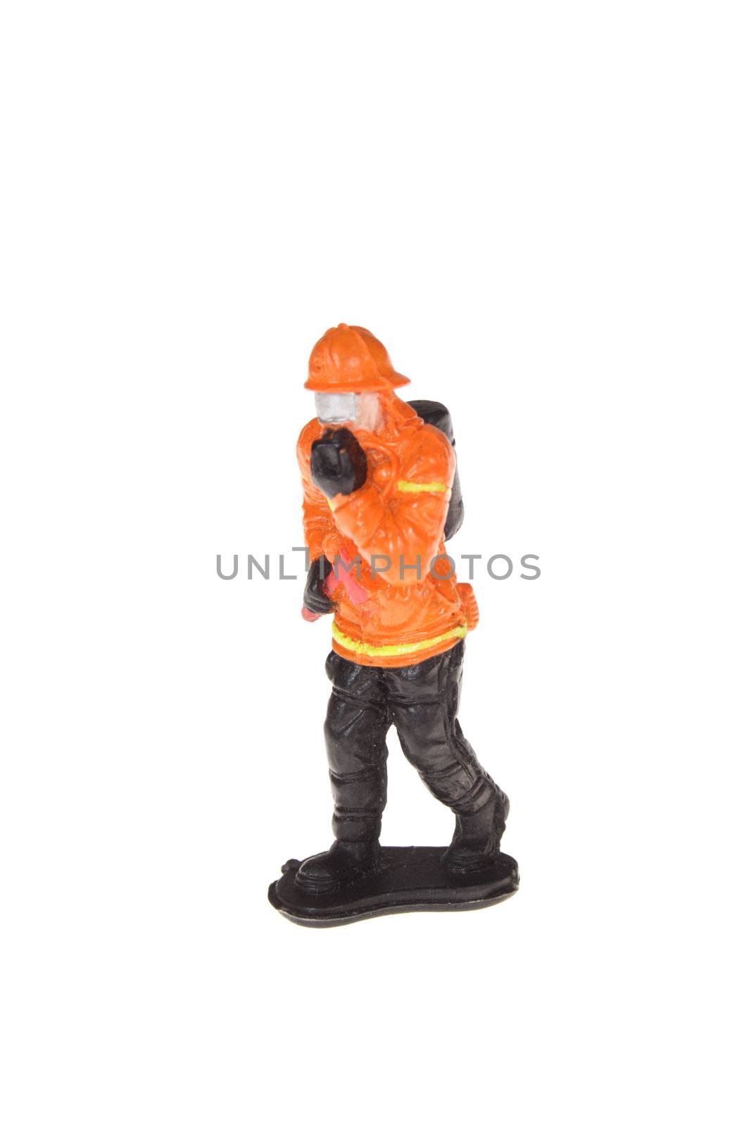plastic fireman, photo on the white background