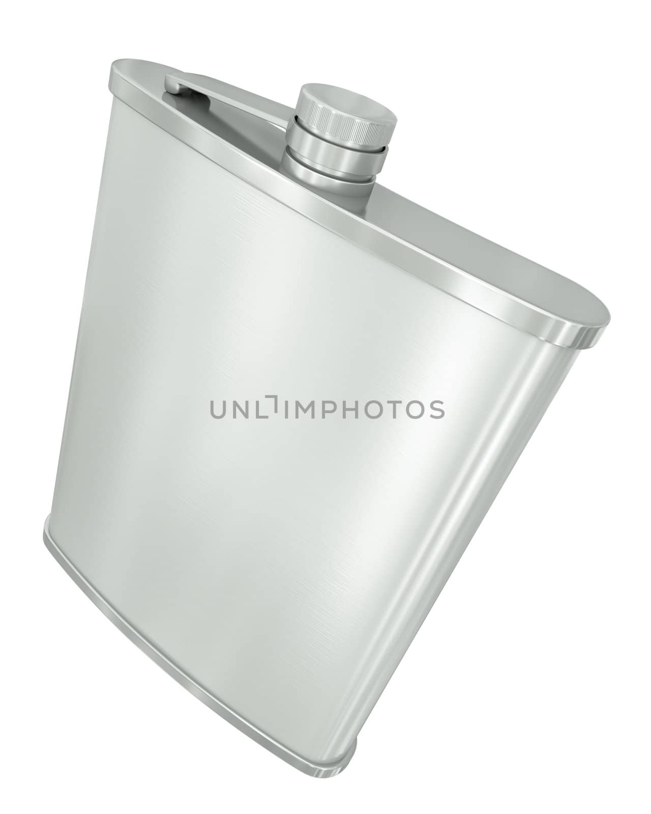 Hip flask isolated on white background. 3D render.