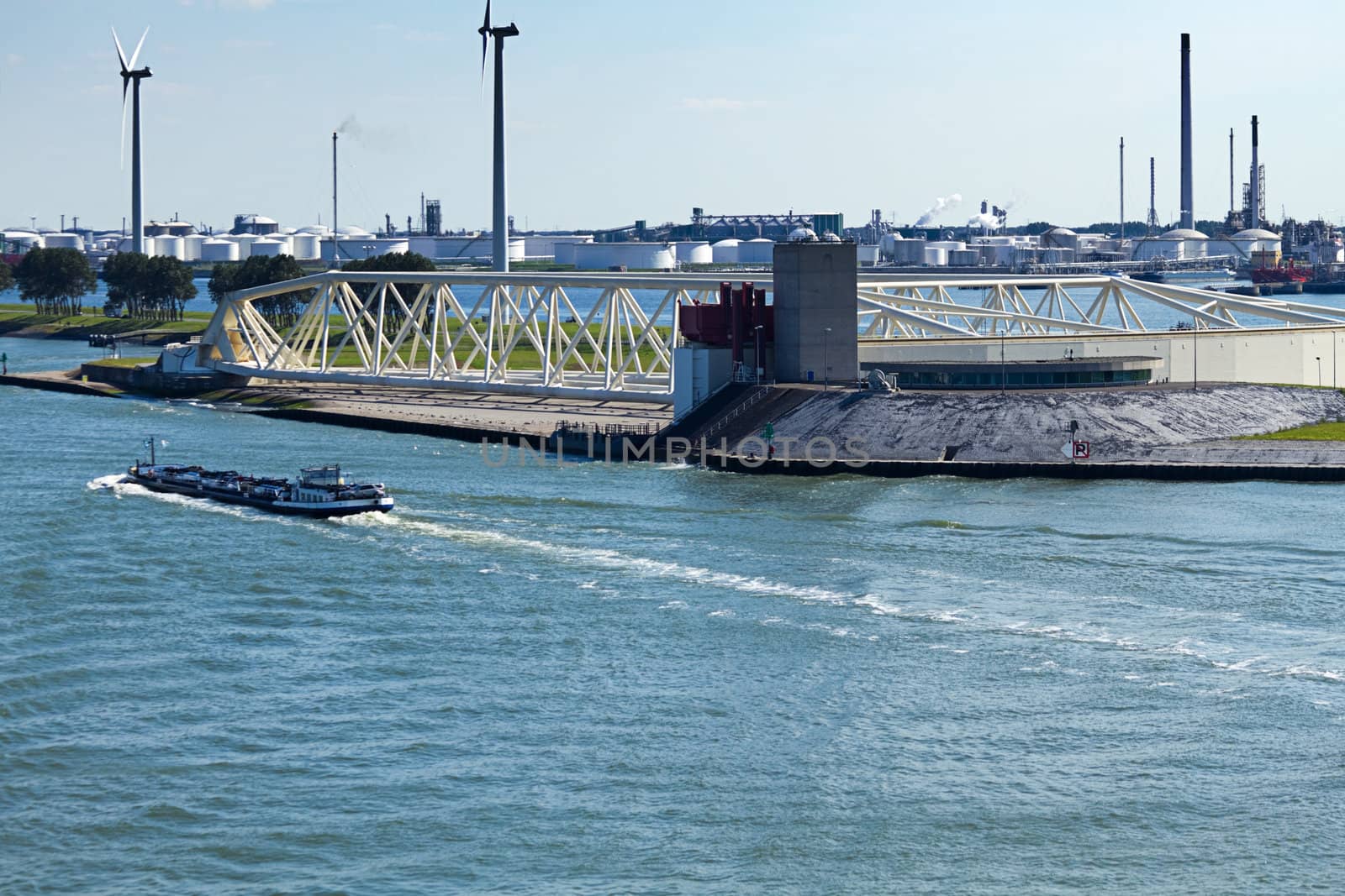 Right part of Storm Surge Barrier Maaslantkering, the Netherlands as seen from the seaside