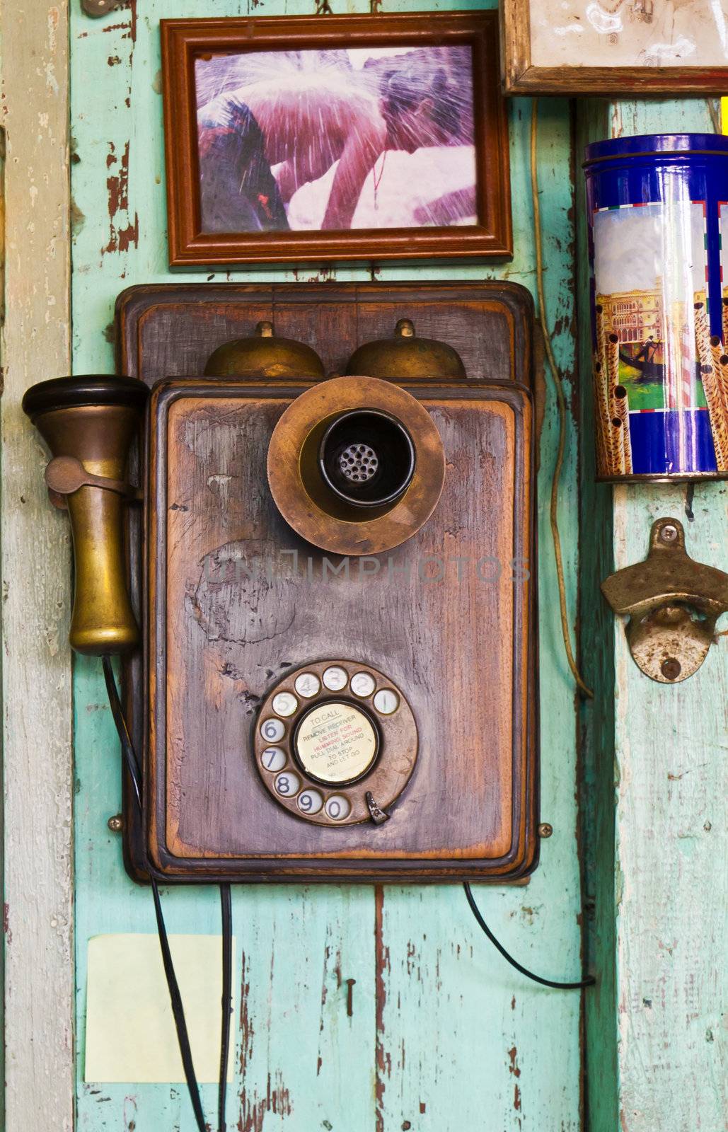 An old telephone  vintage by stoonn
